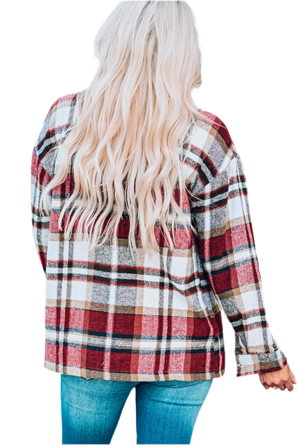 Double Take Plaid Button Front Shirt Jacket with Breast Pockets