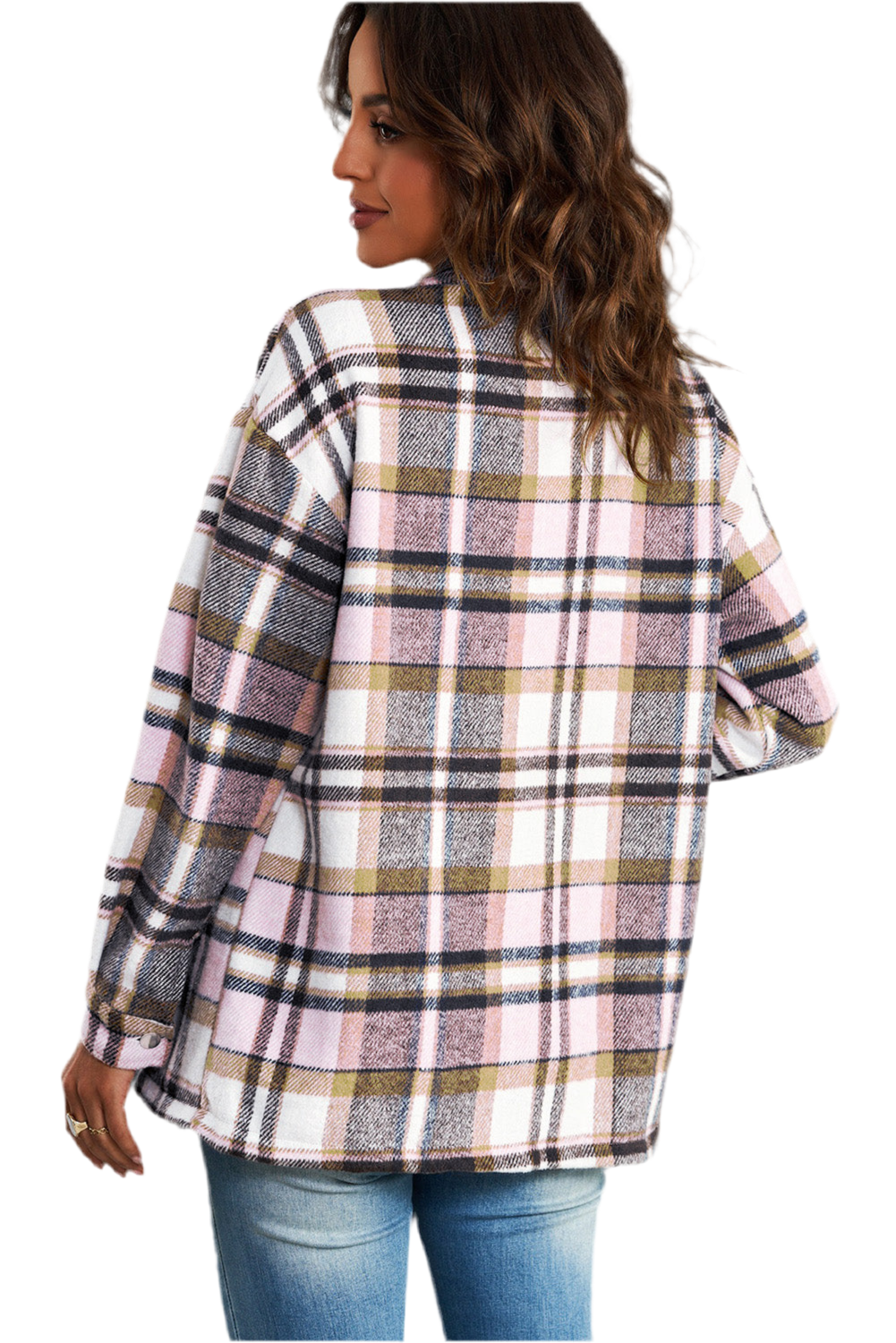 Double Take Plaid Button Front Shirt Jacket with Breast Pockets