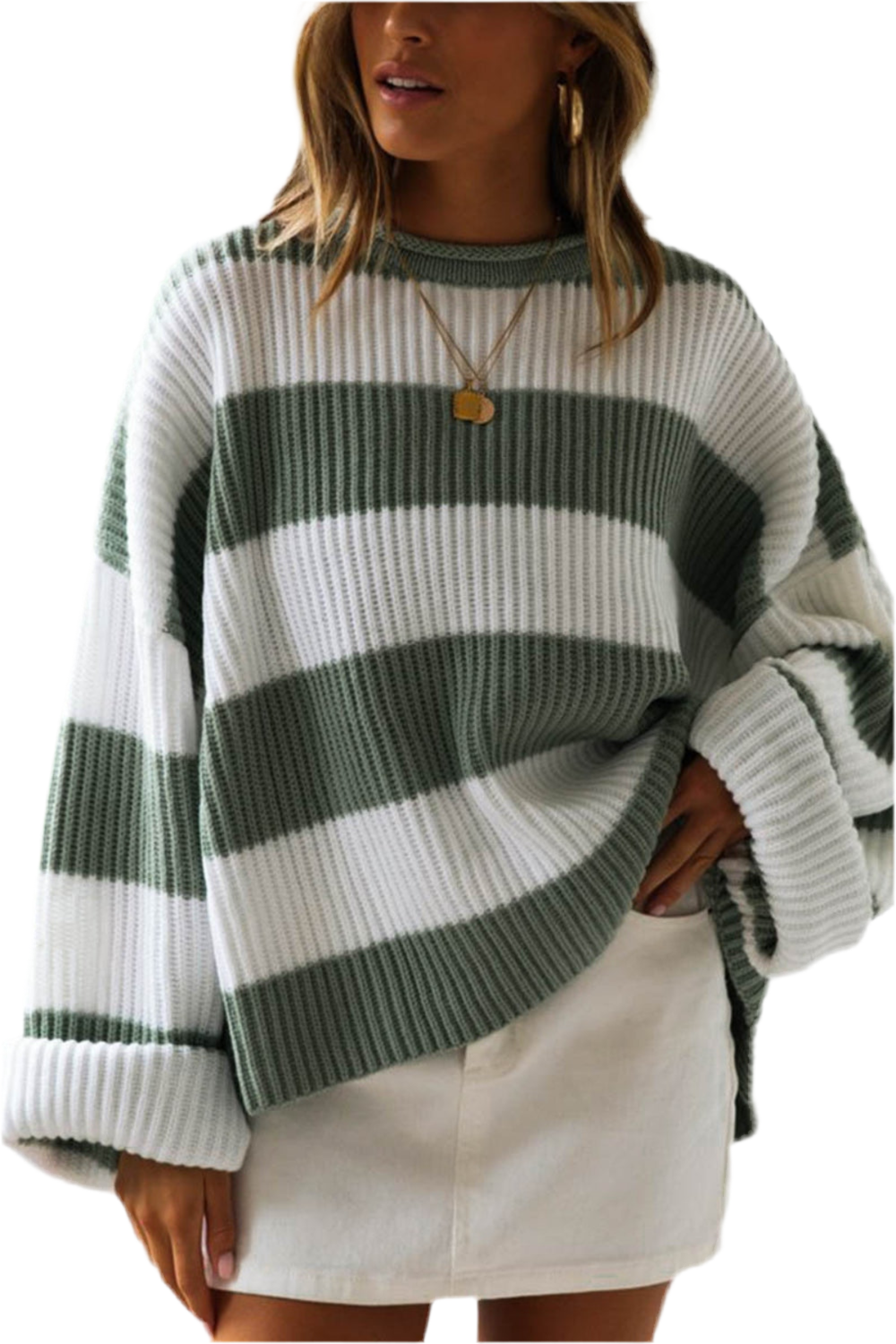 Striped Round Neck Long Sleeve Sweater