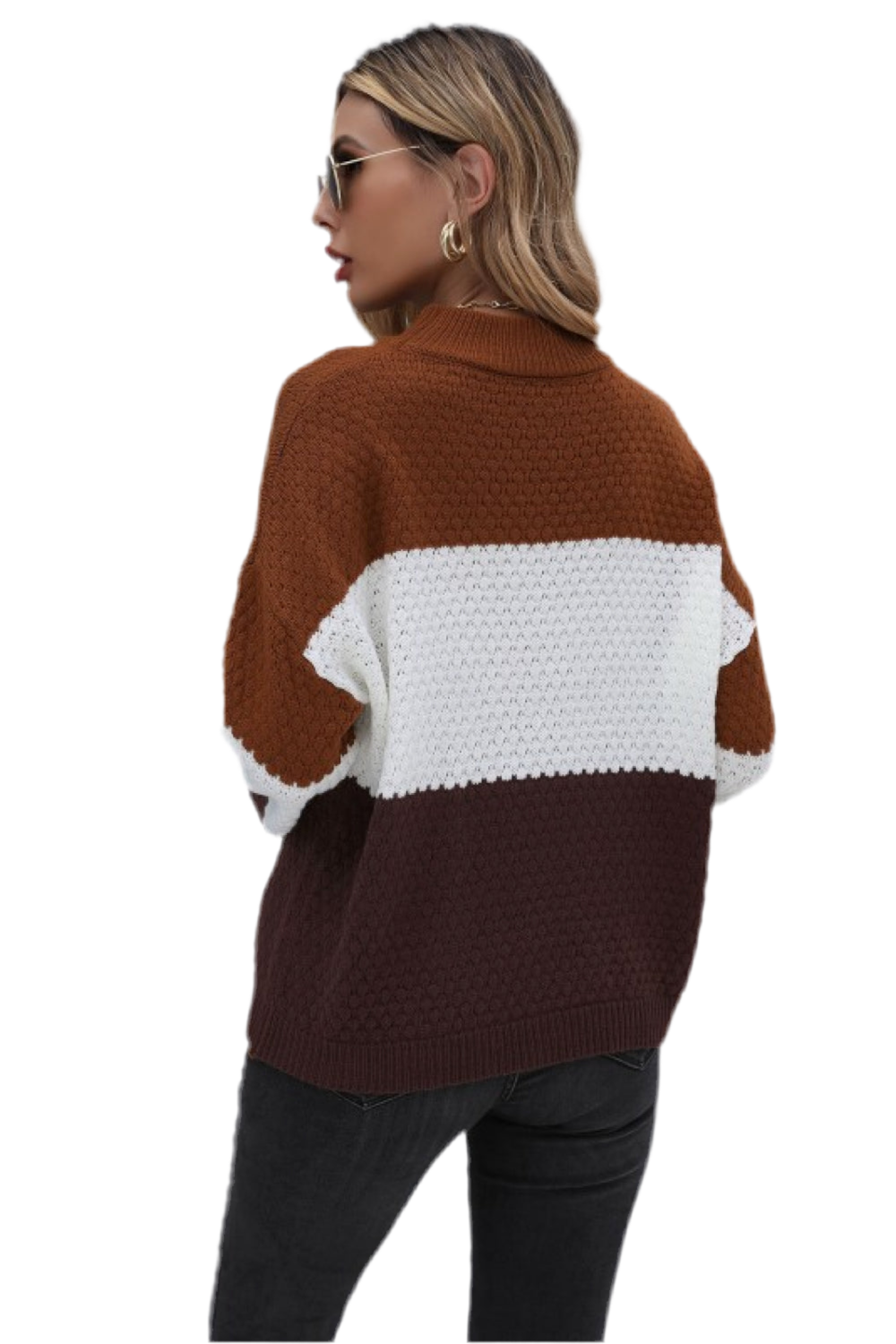 Cider Donut Color Block Long Sleeve Sweater