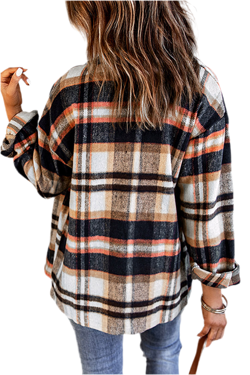 Double Take Plaid Button Front Shirt Jacket with Breast Pockets